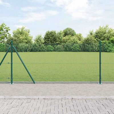 VidaXL Green Wire Fence 0.8x10 m with 7 Posts - Fence VidaXL Green Wire Fence 0.8x10 m with 7 Posts - Fence