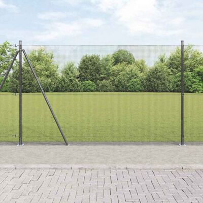 VidaXL Steel Fence 7 Post Flanged Grey 1.4x10 m VidaXL Steel Fence 7 Post Flanged Grey 1.4x10 m