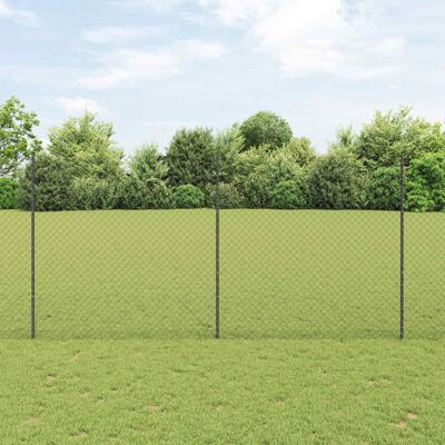 vidaXL Fence with 20 Gray Steel Posts 1.5x10 m - Fence vidaXL Fence with 20 Gray Steel Posts 1.5x10 m - Fence