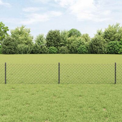vidaXL Chain Link Fence with 10 U-Posts, Gray 0.4x10 m - Fence vidaXL Chain Link Fence with 10 U-Posts, Gray 0.4x10 m - Fence