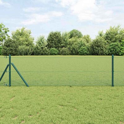 vidaXL Garden Fence Wire 13 Posts Green 0.5x50 m Steel vidaXL Garden Fence Wire 13 Posts Green 0.5x50 m Steel