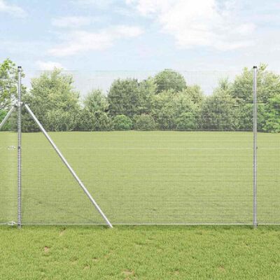 vidaXL 13 Post 1.5x50 m Galvanized Steel Fence Set vidaXL 13 Post 1.5x50 m Galvanized Steel Fence Set