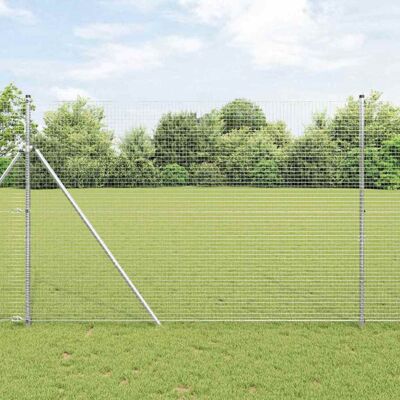 VidaXL Galvanized Steel Fence Set 1.5x50m with Posts & Wire VidaXL Galvanized Steel Fence Set 1.5x50m with Posts & Wire