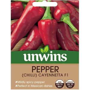 Unwins Grow Your Own Cayennetta F1 Chilli Pepper Vegetable Seeds Unwins Grow Your Own Cayennetta F1 Chilli Pepper Vegetable Seeds