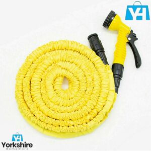 Yorkshire Homeware Ltd 25 Ft Yellow Expandable Garden Hose Pipe with 7-Mode Spray Gun Yorkshire Homeware Ltd 25 Ft Yellow Expandable Garden Hose Pipe with 7-Mode Spray Gun