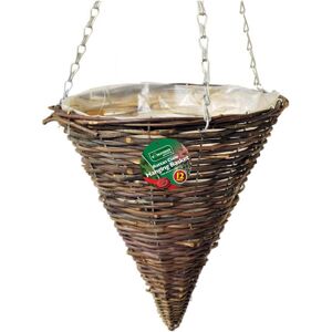 Kingfisher 12inch Dark Rattan Cone Shape Heavy Duty Hanging Basket Flower Plant Pot Planter Kingfisher 12inch Dark Rattan Cone Shape Heavy Duty Hanging Basket Flower Plant Pot Planter