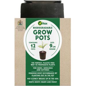 Biodegradable Round Seed Grow Pots Vitax Pack Of 12 9cm pots Biodegradable Round Seed Grow Pots Vitax Pack Of 12 9cm pots
