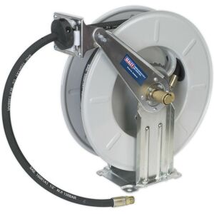 Loops 10m Heavy Duty Retractable Oil Hose Reel - 1/2" BSP - 1.5m Connection Hose Loops 10m Heavy Duty Retractable Oil Hose Reel - 1/2" BSP - 1.5m Connection Hose