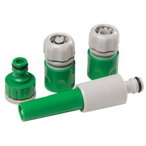 Loops 5 Piece Garden Hose Pipe Connector Set Quick Connect BSP 100mm Spray Nozzle Loops 5 Piece Garden Hose Pipe Connector Set Quick Connect BSP 100mm Spray Nozzle