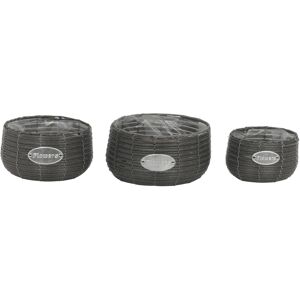 URBN Living (Short, Anthracite ) 3 Pc Rattan Design Flower Plant Pot Planter Basket URBN Living (Short, Anthracite ) 3 Pc Rattan Design Flower Plant Pot Planter Basket