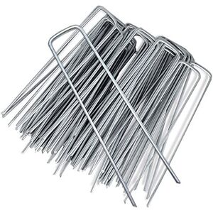 KEPLIN 100 Pack Garden Pegs Stakes Staples Securing Lawn - Galvanised U Shaped KEPLIN 100 Pack Garden Pegs Stakes Staples Securing Lawn - Galvanised U Shaped