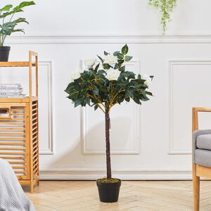 Living And Home 90cm Artificial Rose Flower Tree Fake Plant in Pot In/Outdoor Living And Home 90cm Artificial Rose Flower Tree Fake Plant in Pot In/Outdoor
