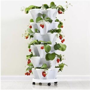 MDSRJONE Stand Stacking Strawberry Planting Pots Vertical Planter Flower Garden Tower MDSRJONE Stand Stacking Strawberry Planting Pots Vertical Planter Flower Garden Tower