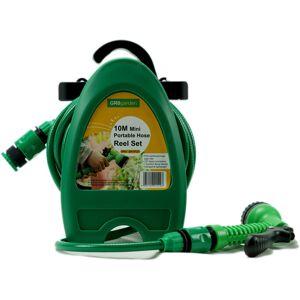 Gr8 Garden 10m Compact Garden Hose Reel with 7-Pattern Sprayer, Lime Green Cart Sprayer & Q Gr8 Garden 10m Compact Garden Hose Reel with 7-Pattern Sprayer, Lime Green Cart Sprayer & Q