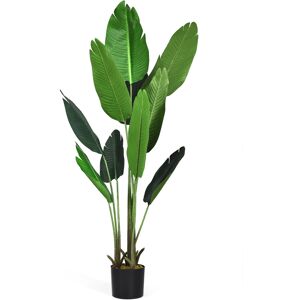 Costway 160cm Artificial Tropical Palm Tree with 10 Leaves & Black Pot Costway 160cm Artificial Tropical Palm Tree with 10 Leaves & Black Pot