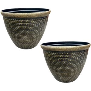 Gr8 Garden (Gold, Set Of 2) Cromarty Plant Pot 36cm Plastic Flower Planter Gr8 Garden (Gold, Set Of 2) Cromarty Plant Pot 36cm Plastic Flower Planter