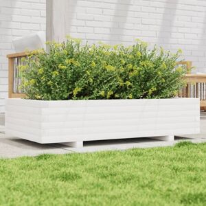 vidaXL Garden Planter White 110x60x26.5 cm Solid Wood Pine - Garden Planter vidaXL Garden Planter White 110x60x26.5 cm Solid Wood Pine - Garden Planter