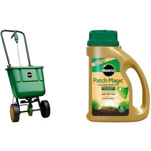 Miracle-Gro Rotary Lawn Seed Spreader & Patch Magic Grass Seed, Feed and Coir, 1 Miracle-Gro Rotary Lawn Seed Spreader & Patch Magic Grass Seed, Feed and Coir, 1