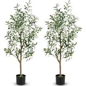 Costway 130cm Tall Artificial Olive Tree Set of 2 Fake Potted Trees Home Office Decorati Costway 130cm Tall Artificial Olive Tree Set of 2 Fake Potted Trees Home Office Decorati
