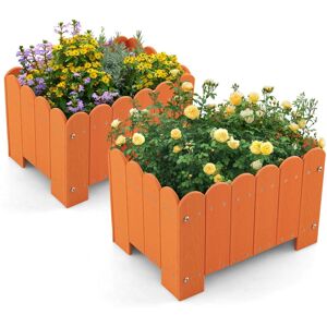 Costway 2 Pack Rectangular Planter Box HDPE Flower Pot Raised Garden Bed for Vegetables Costway 2 Pack Rectangular Planter Box HDPE Flower Pot Raised Garden Bed for Vegetables