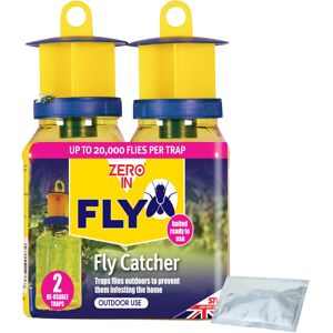 STV Zero In Outdoor Fly Trap - Ready-Baited Outdoor Fly Catcher, Twin Pack - Non-Tox STV Zero In Outdoor Fly Trap - Ready-Baited Outdoor Fly Catcher, Twin Pack - Non-Tox