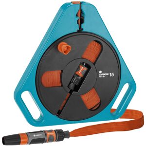 Gardena Classic roll-fix flat hose 15 with cassette: Space-saving hose cassette Gardena Classic roll-fix flat hose 15 with cassette: Space-saving hose cassette