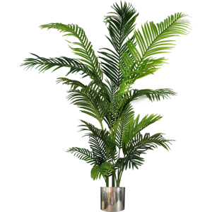 Leaf 180cm Artificial Palm Tree Extra Large Silver Metal Planter Leaf 180cm Artificial Palm Tree Extra Large Silver Metal Planter