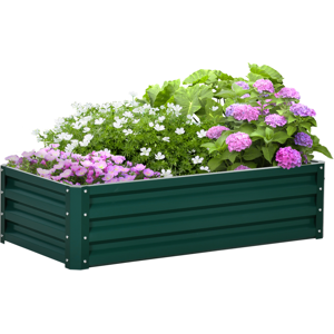 Outsunny Raised Garden Bed Steel Planter Growing Box for Vegetables Flowers Green Outsunny Raised Garden Bed Steel Planter Growing Box for Vegetables Flowers Green