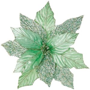 Premier - Green Glitter Poinsettia Clip On - 30cm Premier - Green Glitter Poinsettia Clip On - 30cm