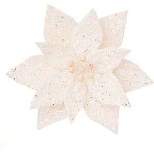 Premier - Cream Poinsettia With Glitter Clip On - 31cm Premier - Cream Poinsettia With Glitter Clip On - 31cm