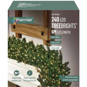 Premier - 240 LED Multi Action Treebrights With Timer - Warm White/Green Cable Premier - 240 LED Multi Action Treebrights With Timer - Warm White/Green Cable