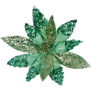 Premier - Light Green Glitter Poinsettia With Sequins - 26cm Premier - Light Green Glitter Poinsettia With Sequins - 26cm