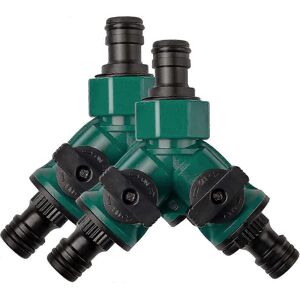 Unbranded 2-way garden hose connector with shut-off valve, quick-connect garden hose conne Unbranded 2-way garden hose connector with shut-off valve, quick-connect garden hose conne