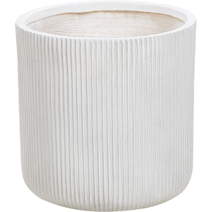 Beliani White Fiberglass Clay Plant Pot - UV Resistant - 37x37 cm - Traditional Beliani White Fiberglass Clay Plant Pot - UV Resistant - 37x37 cm - Traditional