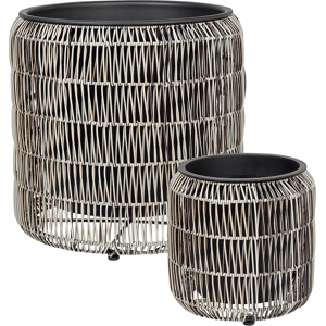 Beliani Set of 2 Plant Pots BRODIEA PE Rattan 26/45 cm Light Brown Beliani Set of 2 Plant Pots BRODIEA PE Rattan 26/45 cm Light Brown