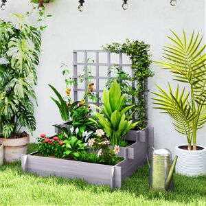 Outsunny 3 Tier Wooden Garden Planters with Trellis for Vine Climbing Plants Outsunny 3 Tier Wooden Garden Planters with Trellis for Vine Climbing Plants