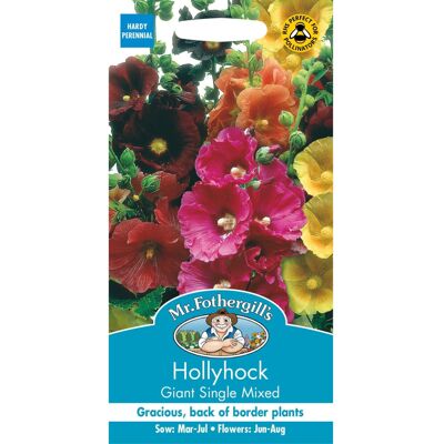 Mr Fothergill's Mr Fothergills - Pictorial Packet - Flower - Hollyhock Giant Single Mixed - 50 S Mr Fothergill's Mr Fothergills - Pictorial Packet - Flower - Hollyhock Giant Single Mixed - 50 S