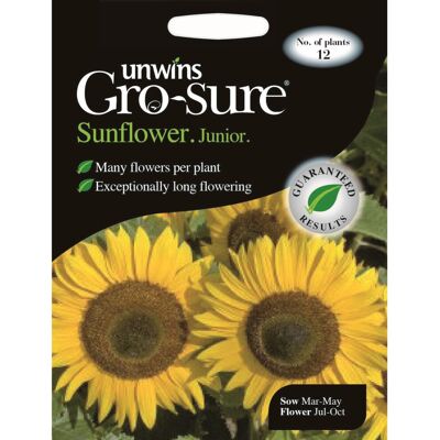 Unwins Grow Your Own Pollen Free Junior F1 Sunflower Flower Seeds Unwins Grow Your Own Pollen Free Junior F1 Sunflower Flower Seeds