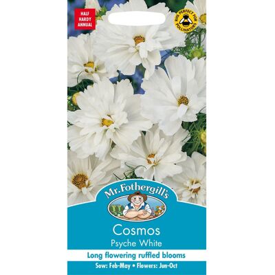 Mr Fothergill's Mr Fothergills - Pictorial Packet - Flower - Cosmos Psyche White - 60 Seeds Mr Fothergill's Mr Fothergills - Pictorial Packet - Flower - Cosmos Psyche White - 60 Seeds