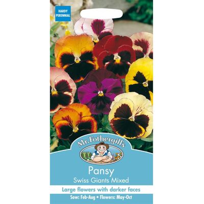 Mr Fothergill's Mr Fothergills - Pictorial Packet - Flower - Pansy Swiss Giants Mixed - 150 Seed Mr Fothergill's Mr Fothergills - Pictorial Packet - Flower - Pansy Swiss Giants Mixed - 150 Seed