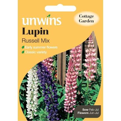Unwins Grow Your Own Classic Variety Lupin Russell Mix Flower Seeds Unwins Grow Your Own Classic Variety Lupin Russell Mix Flower Seeds