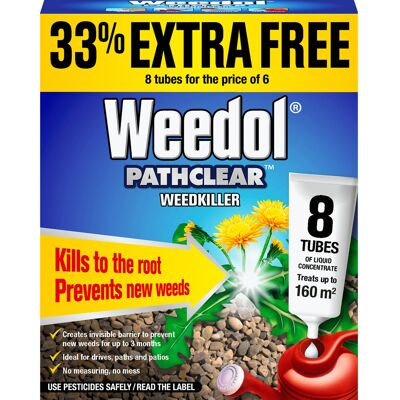 Weedol Pathclear Weedkiller Liquid Concentrate, 6 Plus 2 Tubes Free Weedol Pathclear Weedkiller Liquid Concentrate, 6 Plus 2 Tubes Free