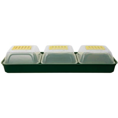 ASAB Mini Windowsill Propagator 3 Tray Lidded Greenhouse Seedling Plant Starter Kit ASAB Mini Windowsill Propagator 3 Tray Lidded Greenhouse Seedling Plant Starter Kit