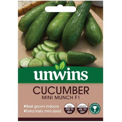 Unwins Grow Your Own Mini Munch F1 Cucumber Vegetable Seeds Unwins Grow Your Own Mini Munch F1 Cucumber Vegetable Seeds
