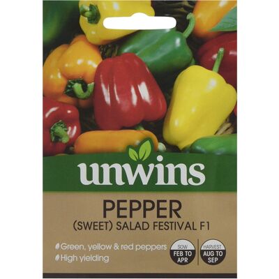 Unwins Grow Your Own Sweet Salad Festival F1 Pepper Vegetable Seeds Unwins Grow Your Own Sweet Salad Festival F1 Pepper Vegetable Seeds