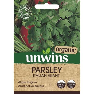 Unwins Grow Your Own Organic Italian Giant Parsley Herb Seeds Unwins Grow Your Own Organic Italian Giant Parsley Herb Seeds