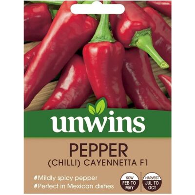 Unwins Grow Your Own Cayennetta F1 Chilli Pepper Vegetable Seeds Unwins Grow Your Own Cayennetta F1 Chilli Pepper Vegetable Seeds