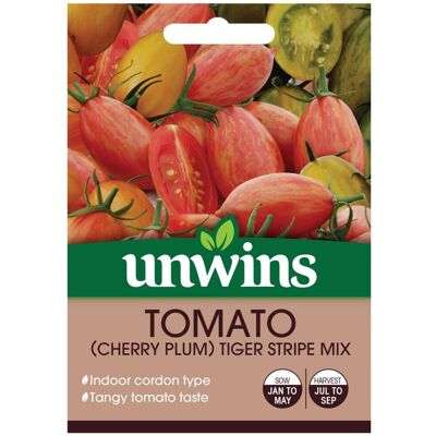 Unwins Grow Your Own Tiger Stripe Cherry Plum Tomato Vegetable Seeds Unwins Grow Your Own Tiger Stripe Cherry Plum Tomato Vegetable Seeds