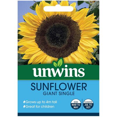 Unwins Grow Your Own Quick Growing Giant Single Sunflower Flower Seeds Unwins Grow Your Own Quick Growing Giant Single Sunflower Flower Seeds