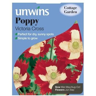 Unwins Grow Your Own Intense Red Victoria Cross Poppy Flower Seeds Unwins Grow Your Own Intense Red Victoria Cross Poppy Flower Seeds